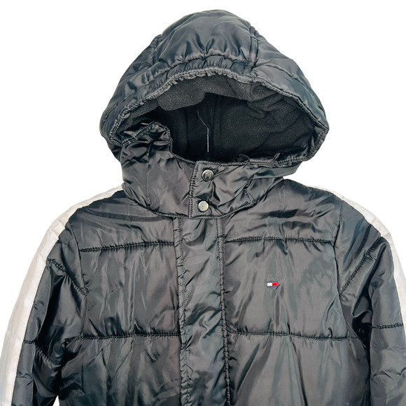 Tommy Hilfiger Kid's Quilted Colorblock Hooded Puffer Jacket Black Size 8 - Picture 5 of 12